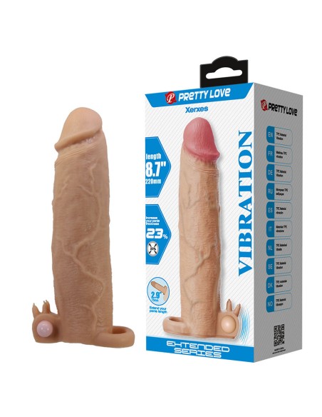 PRETTY LOVE XERXES FUNDA PARA PENE CON ESTIMULADOR DE CLATORIS Y VIBRACIAN