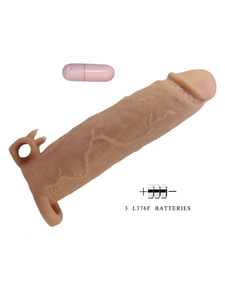 PRETTY LOVE XERXES FUNDA PARA PENE CON ESTIMULADOR DE CLATORIS Y VIBRACIAN