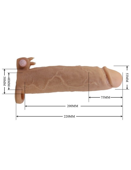 PRETTY LOVE XERXES FUNDA PARA PENE CON ESTIMULADOR DE CLATORIS Y VIBRACIAN