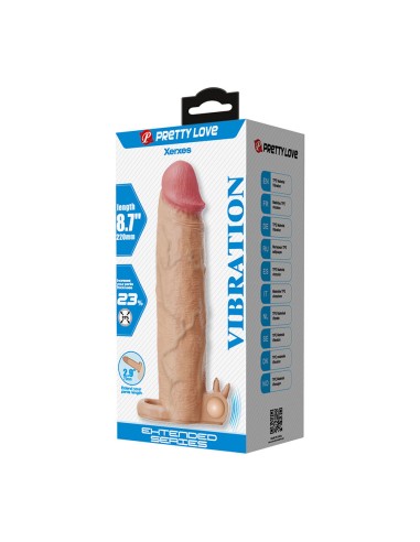 PRETTY LOVE XERXES FUNDA PARA PENE CON ESTIMULADOR DE CLATORIS Y VIBRACIAN