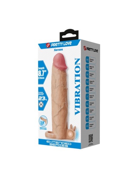 PRETTY LOVE XERXES FUNDA PARA PENE CON ESTIMULADOR DE CLATORIS Y VIBRACIAN