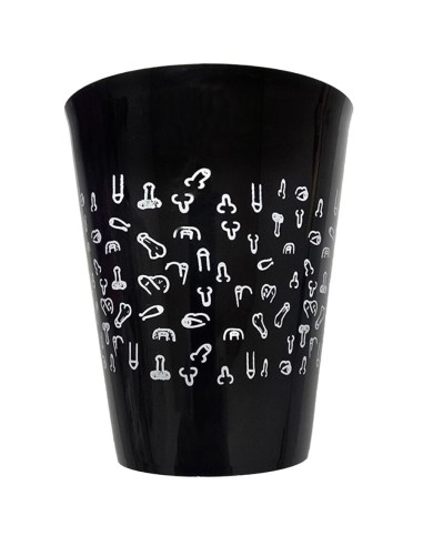 DIABLO PICANTE VASO NEGRO 500 ML CON PENES BLANCOS
