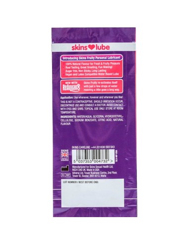 SKINS FRUITY LUBRICANTE BASE DE AGUA MANGO FRUTA PASIAN MONODOSIS 5 ML