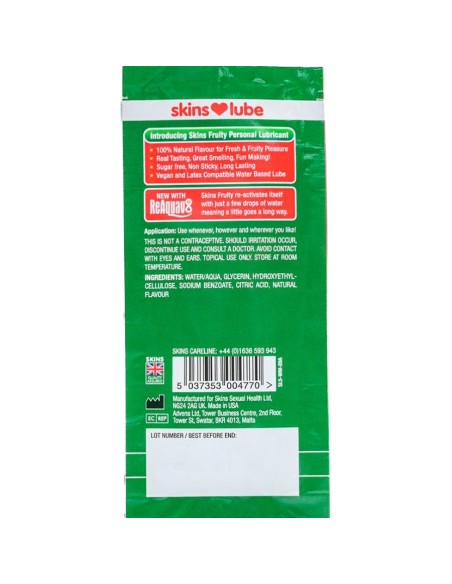SKINS FRUITY LUBRICANTE BASE DE AGUA SANDAA MONODOSIS 5 ML