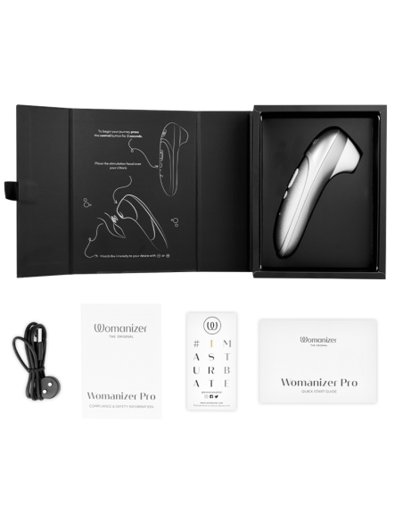 WOMANIZER PRO VIBRANT ESTIMULADOR DE CLATORIS GRIS PLATA