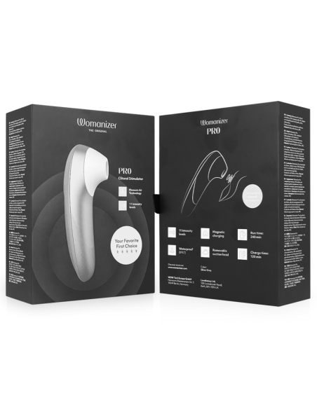 WOMANIZER PRO VIBRANT ESTIMULADOR DE CLATORIS GRIS PLATA