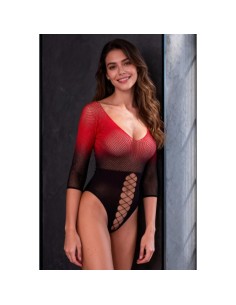 PASSION BS118 BODYSTOCKING DE MALLA NEGRO Y ROJO 2