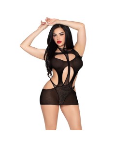 LEG AVENUE 81680 MINI VESTIDO OPACO Y TEDDY HALTER NEGRO TALLA ANICA 2