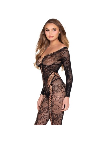 LEG AVENUE 89369 JUMPSUIT DE RED Y ENCAJE NEGRO TALLA ANICA