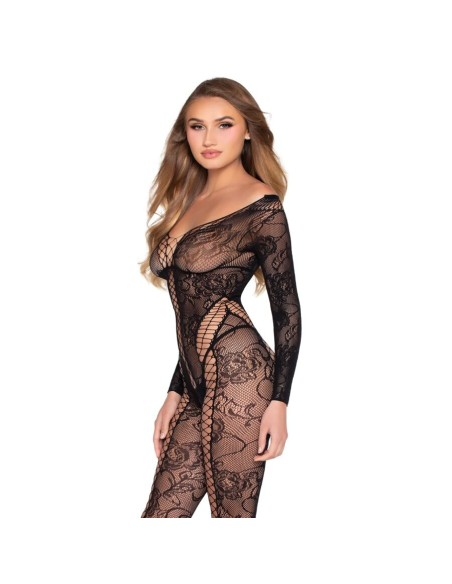 LEG AVENUE 89369 JUMPSUIT DE RED Y ENCAJE NEGRO TALLA ANICA