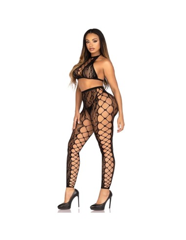 LEG AVENUE 89372 CROP TOP Y MEDIAS SIN ENTREPIERNA NEGRO TALLA ANICA