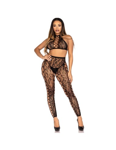 LEG AVENUE 89372 CROP TOP Y MEDIAS SIN ENTREPIERNA NEGRO TALLA ANICA