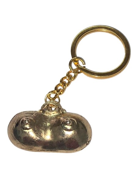 DIABLO PICANTE LLAVERO METAL TETAS DORADO