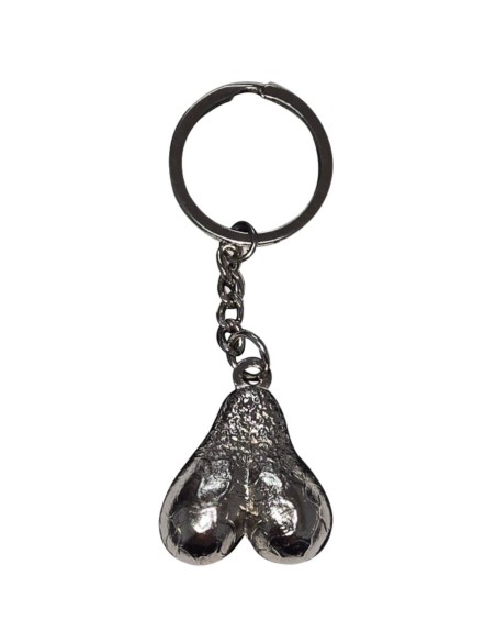 DIABLO PICANTE LLAVERO METAL HUEVOS PLATA