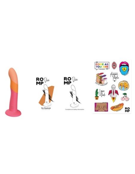 ROMP DIZI DILDO SILICONA CON VENTOSA TRICOLOR 18 CM