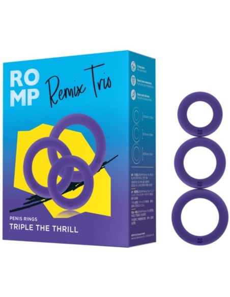 ROMP REMIX TRIO SET DE 3 ANILLOS PARA PENE SILICONA MORADO