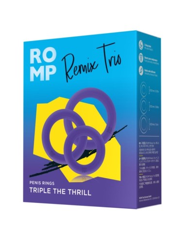 ROMP REMIX TRIO SET DE 3 ANILLOS PARA PENE SILICONA MORADO