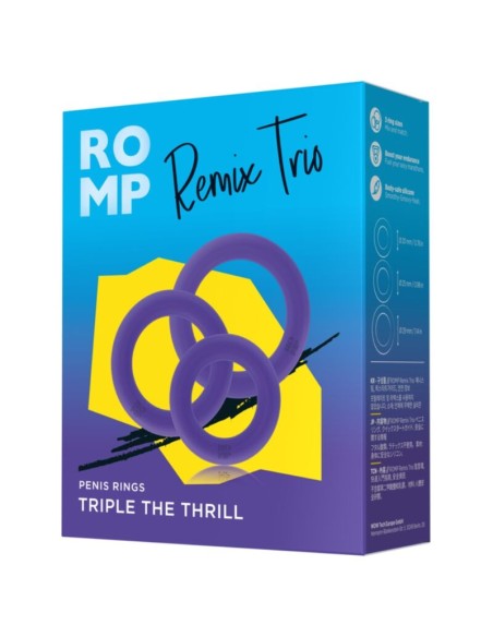 ROMP REMIX TRIO SET DE 3 ANILLOS PARA PENE SILICONA MORADO