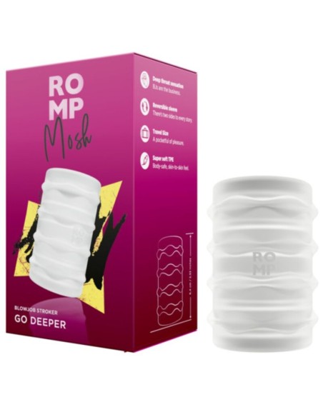 ROMP MOSH MASTURBADOR MASCULINO TRANSPARENTE CON FUNDA REVERSBLE DE 6 CM