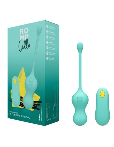 ROMP CELLO HUEVO VIBRADOR MULTIFUNCIAN TURQUESA CONTROL REMOTO