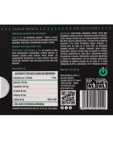 WUG diet El chicle funcional sin azAºcar con sabor menta BLISTER 8 UDS