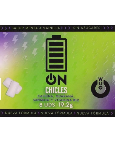 WUG on a El chicle funcional con cafeA na y guaranA sabor menta vainilla BLISTER 8 UDS