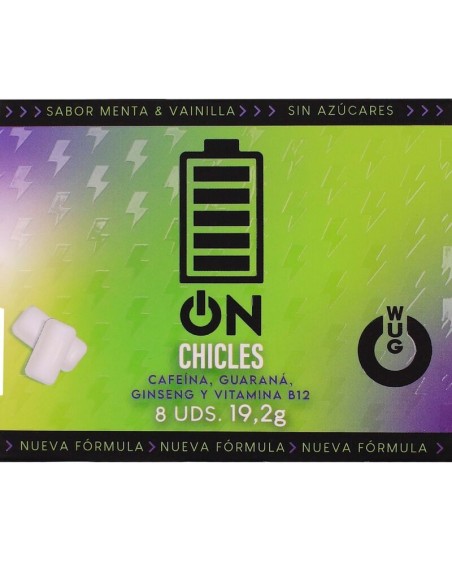 WUG on a El chicle funcional con cafeA na y guaranA sabor menta vainilla BLISTER 8 UDS