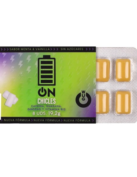 WUG on a El chicle funcional con cafeA na y guaranA sabor menta vainilla BLISTER 8 UDS