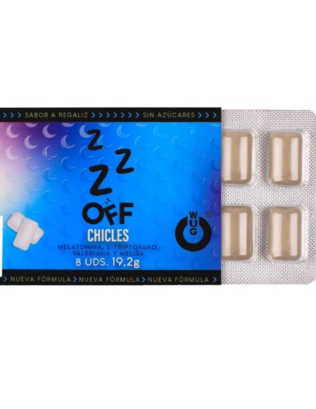 WUG off El chicle funcional con melatonina y valeriana sabor regaliz BLISTER 8 UDS