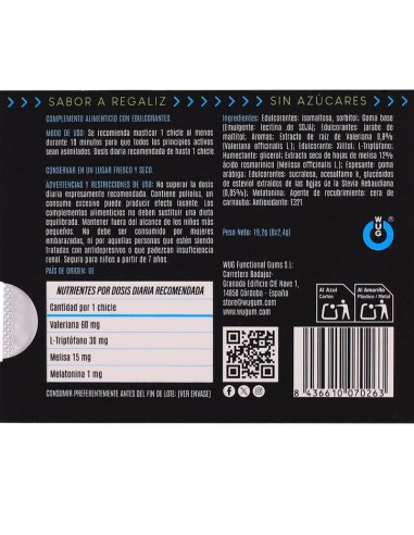 WUG off El chicle funcional con melatonina y valeriana sabor regaliz BLISTER 8 UDS