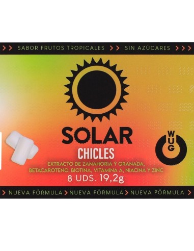 WUG solar El chicle funcional con vitaminas y zinc sabor frutos tropicales BLISTER 8 UDS