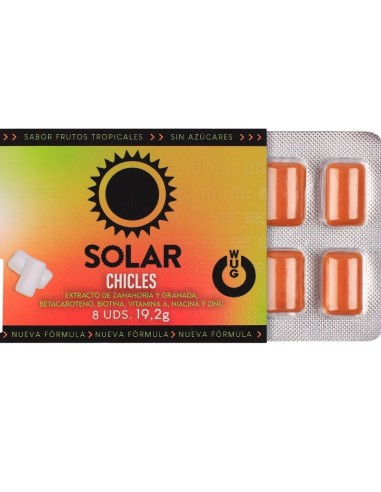 WUG solar El chicle funcional con vitaminas y zinc sabor frutos tropicales BLISTER 8 UDS
