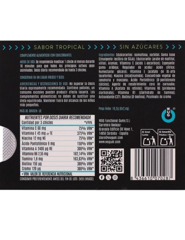 WUG multivit El chicle funcional multivitamA nico sabor tropical BLISTER 8 UDS
