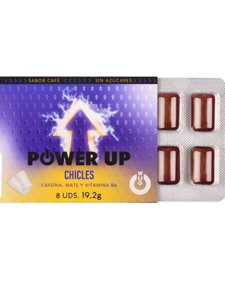 WUG power up El chicle funcional con cafeA na y mate sabor cafAC BLISTER 8 UDS