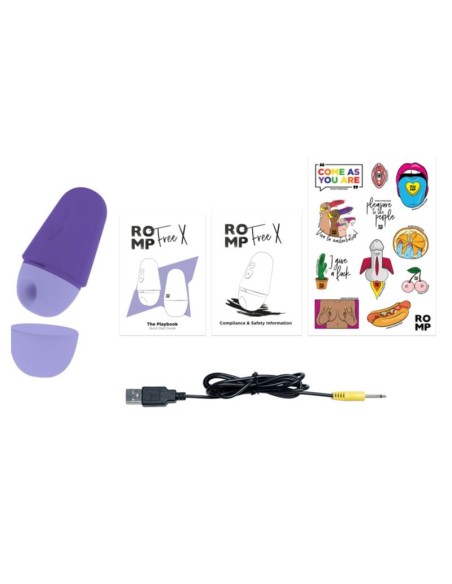 ROMP FREE X ESTIMULADOR DE CLATORIS CON TAPA 10 NIVELES RECARGABLE MORADO