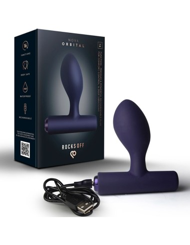 ROCKS OFF NOVA ORBITAL PREMIUM PLUG ANAL RECARGABLE 16 FUNCIONES AZUL