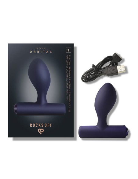 ROCKS OFF NOVA ORBITAL PREMIUM PLUG ANAL RECARGABLE 16 FUNCIONES AZUL