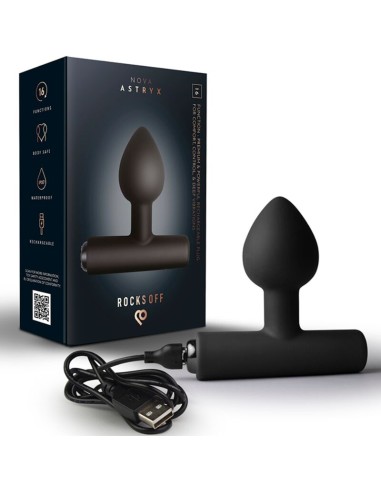 ROCKS OFF NOVA ASTRYX PREMIUM PLUG ANAL RECARGABLE 16 FUNCIONES NEGRO