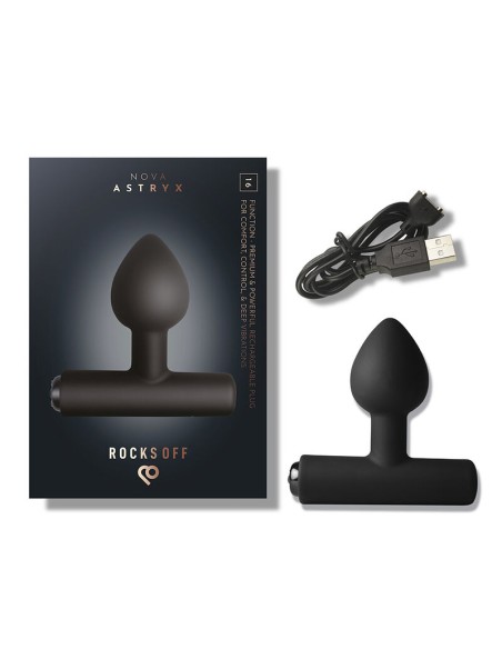 ROCKS OFF NOVA ASTRYX PREMIUM PLUG ANAL RECARGABLE 16 FUNCIONES NEGRO