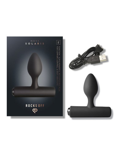 ROCKS OFF NOVA SOLARIS PLUG ANAL FINO RECARGABLE 16 FUNCIONES NEGRO