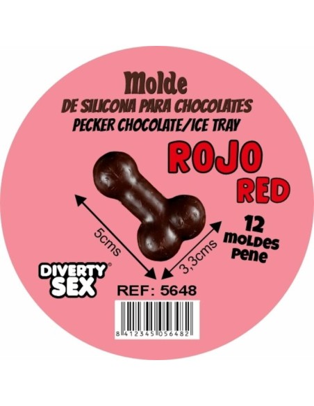 DIABLO PICANTE MOLDE CHOCOLATE 12 PENES SILICONA PARA COLGAR ROJO