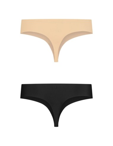 BYE BRA PACK 2 TANGAS INVISIBLES BEIGE Y NEGRO TALLA S