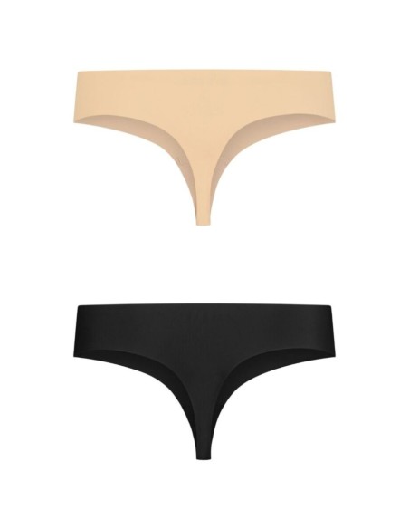 BYE BRA PACK 2 TANGAS INVISIBLES BEIGE Y NEGRO TALLA S