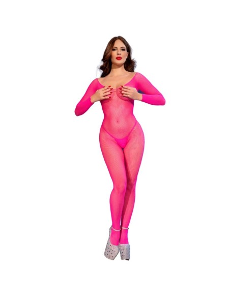 CHILIROSE CR 4894 BODYSTOCKING MALLA ROSA NEON S M