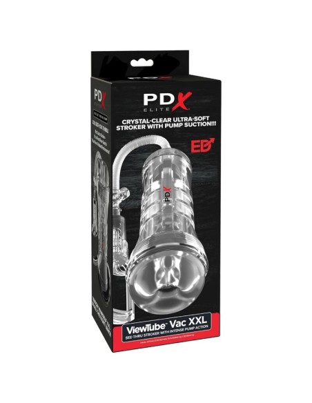 PDX ELITE MASTURBADOR TRANSPARENTE VIEWTUBE VAC XXL CON BOMBA DE SUCCIAN 273 CM