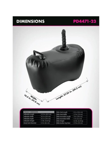 FETISH FANTASY SERIES SILLAN HINCHABLE BODY DOCK CON DILDO 692 CM NEGRO