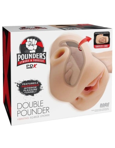 PDX PLUS MASTURBADOR DOBLE VIBRADOR DOUBLE POUNDER SQUEEZE LIGHT 205 CM