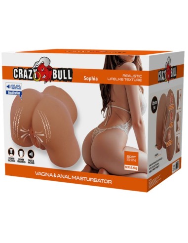 CRAZY BULL SOPHIA TRASERO FEMENINO REALISTA VIBRADOR SUCCIONADOR CON SONIDO 55 KG