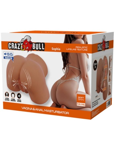 CRAZY BULL SOPHIA TRASERO FEMENINO REALISTA VIBRADOR SUCCIONADOR CON SONIDO 55 KG